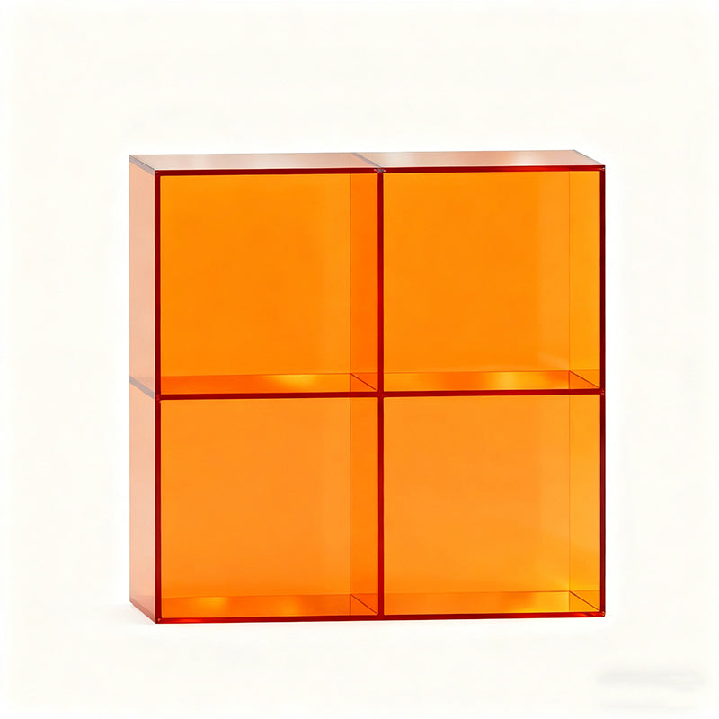 Modern Minimalist Acrylic Display Rack – Stackable 4-Cabinet Organizer with Square & Rectangular Design for Living Room