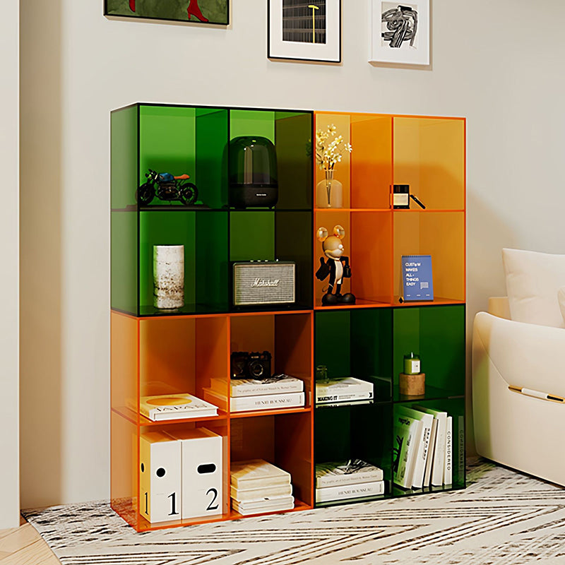 Modern Minimalist Acrylic Display Rack – Stackable 4-Cabinet Organizer with Square & Rectangular Design for Living Room