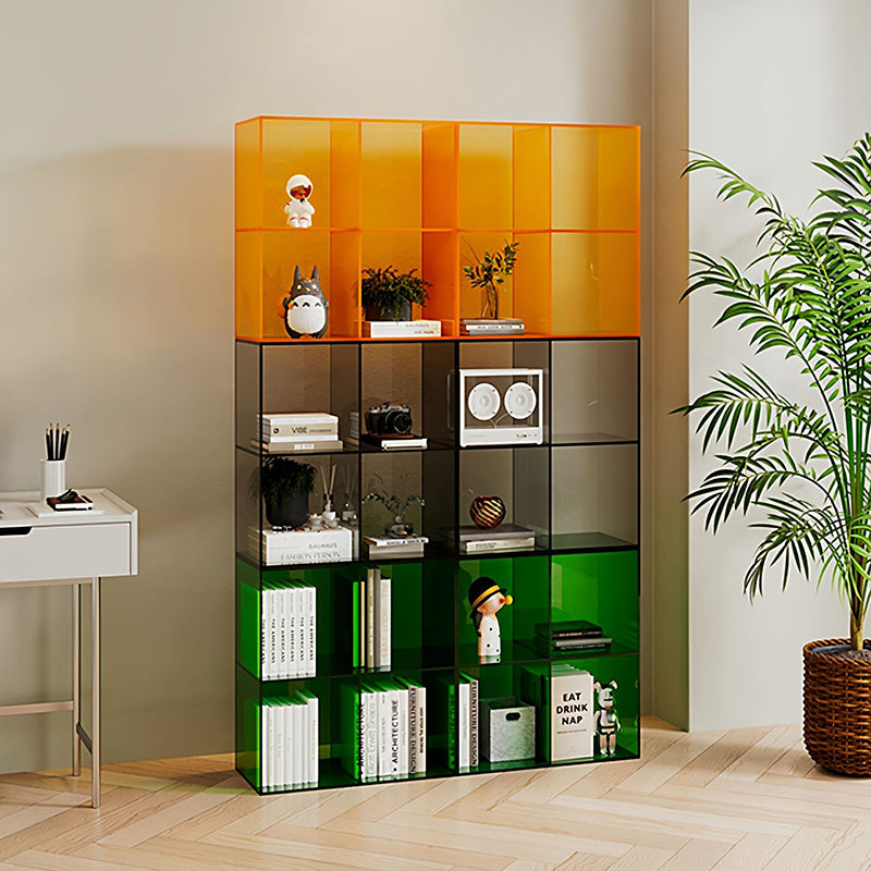 Modern Minimalist Acrylic Display Rack – Stackable 4-Cabinet Organizer with Square & Rectangular Design for Living Room