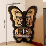Modern Art Deco Butterfly Corner Shelf – 3-Tier Solid Wood, Fan-Shaped Display Unit for Living Room