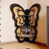 Modern Art Deco Butterfly Corner Shelf – 3-Tier Solid Wood, Fan-Shaped Display Unit for Living Room