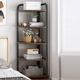 Modern Minimalist Fan-Shaped 5-Tier Corner Shelf Unit in MDF & Steel for Living Room
