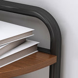 Modern Minimalist Fan-Shaped 5-Tier Corner Shelf Unit in MDF & Steel for Living Room