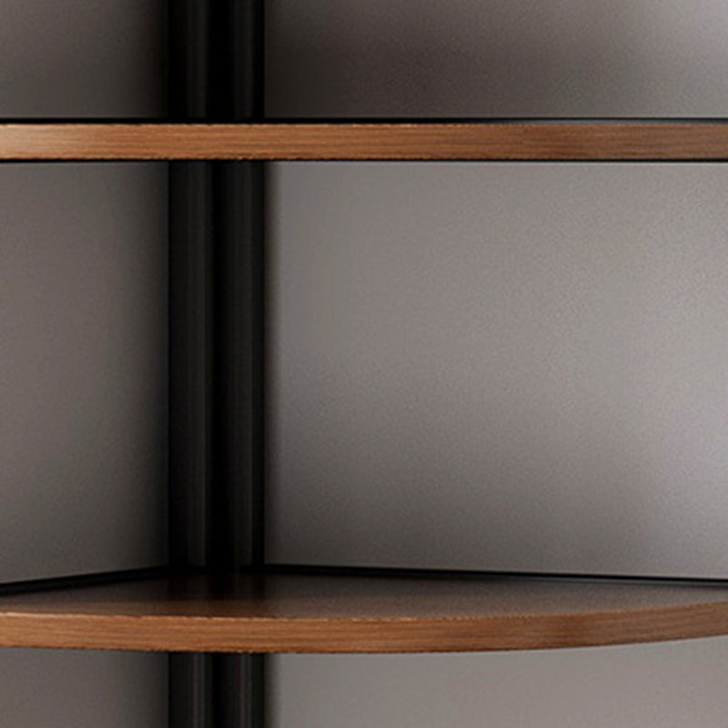 Modern Minimalist Fan-Shaped 5-Tier Corner Shelf Unit in MDF & Steel for Living Room