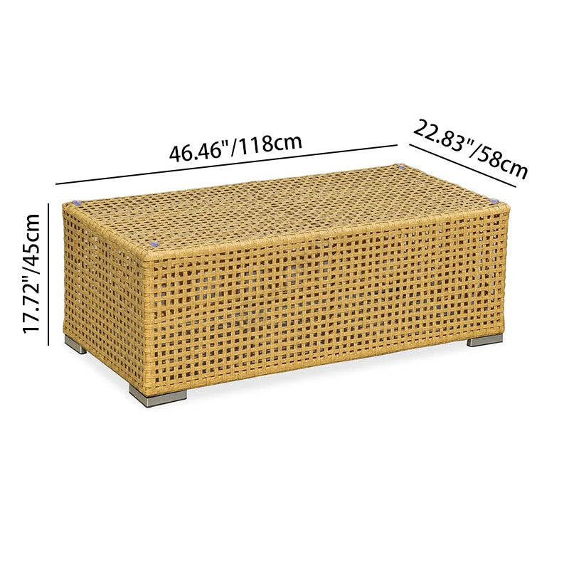 Rustic PE Rattan Weave Outdoor Coffee Table – 1-Tier Waterproof Design, Perfect for Patio & Garden