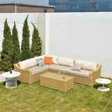 Rustic PE Rattan Weave Outdoor Coffee Table – 1-Tier Waterproof Design, Perfect for Patio & Garden