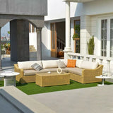 Rustic PE Rattan Weave Outdoor Coffee Table – 1-Tier Waterproof Design, Perfect for Patio & Garden