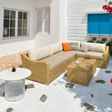 Rustic PE Rattan Weave Outdoor Coffee Table – 1-Tier Waterproof Design, Perfect for Patio & Garden