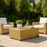 Rustic PE Rattan Weave Outdoor Coffee Table – 1-Tier Waterproof Design, Perfect for Patio & Garden