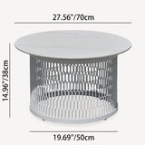 Waterproof Industrial Honeycomb Hollow Outdoor Coffee Table with 1-Tier Stoneware Top – Durable Patio & Garden Table