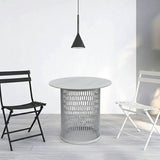 Waterproof Industrial Honeycomb Hollow Outdoor Coffee Table with 1-Tier Stoneware Top – Durable Patio & Garden Table