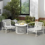 Waterproof Industrial Honeycomb Hollow Outdoor Coffee Table with 1-Tier Stoneware Top – Durable Patio & Garden Table