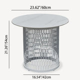 Waterproof Industrial Honeycomb Hollow Outdoor Coffee Table with 1-Tier Stoneware Top – Durable Patio & Garden Table