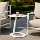 Corrosion-Resistant Round Outdoor End Table – Minimalist 1-Tier Design with Durable Aluminum Frame for Garden & Balcony