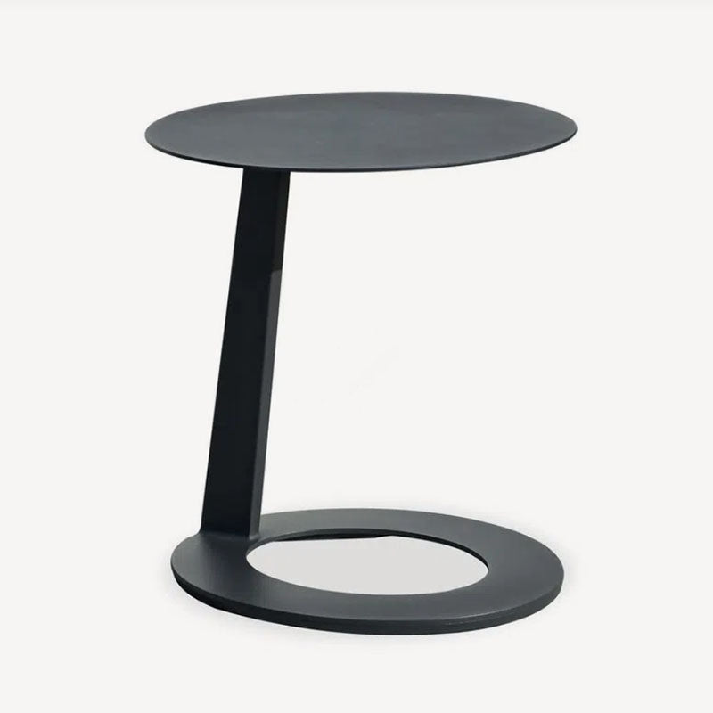 Corrosion-Resistant Round Outdoor End Table – Minimalist 1-Tier Design with Durable Aluminum Frame for Garden & Balcony