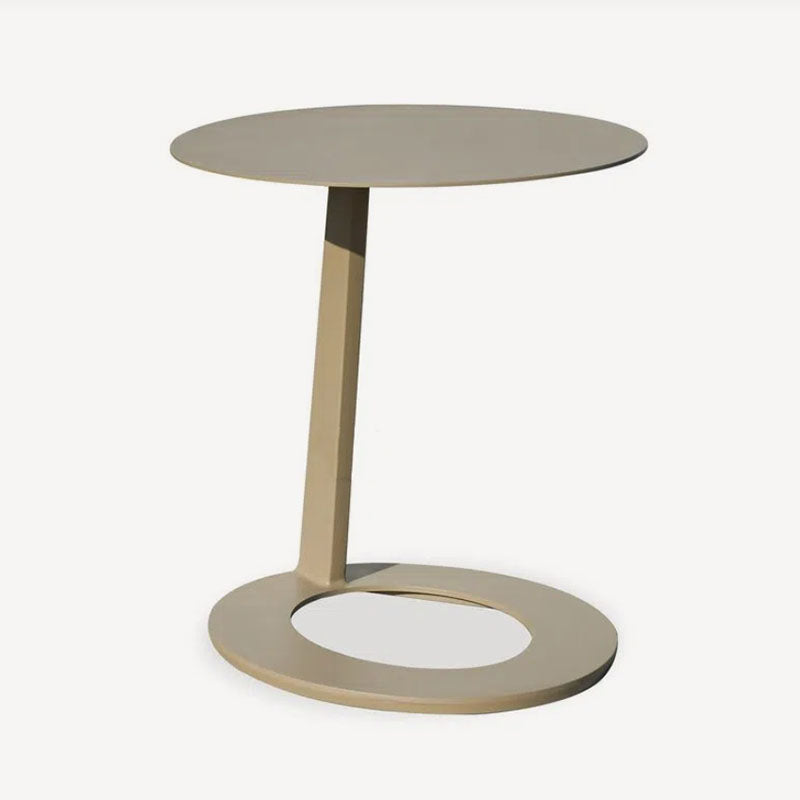 Corrosion-Resistant Round Outdoor End Table – Minimalist 1-Tier Design with Durable Aluminum Frame for Garden & Balcony