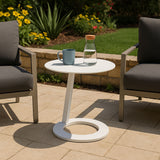 Corrosion-Resistant Round Outdoor End Table – Minimalist 1-Tier Design with Durable Aluminum Frame for Garden & Balcony