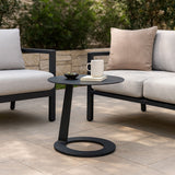 Corrosion-Resistant Round Outdoor End Table – Minimalist 1-Tier Design with Durable Aluminum Frame for Garden & Balcony