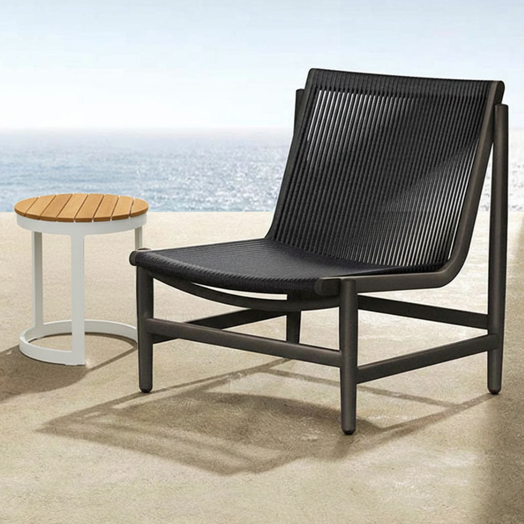 Weather-Resistant Rustic Teak Wood Outdoor End Table with 1-Tier Sturdy Steel Frame for Patio & Garden