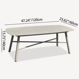Industrial Rectangular Outdoor Coffee Table with Rounded Edges – Sturdy 4-Leg Aluminum Frame for Patio & Garden