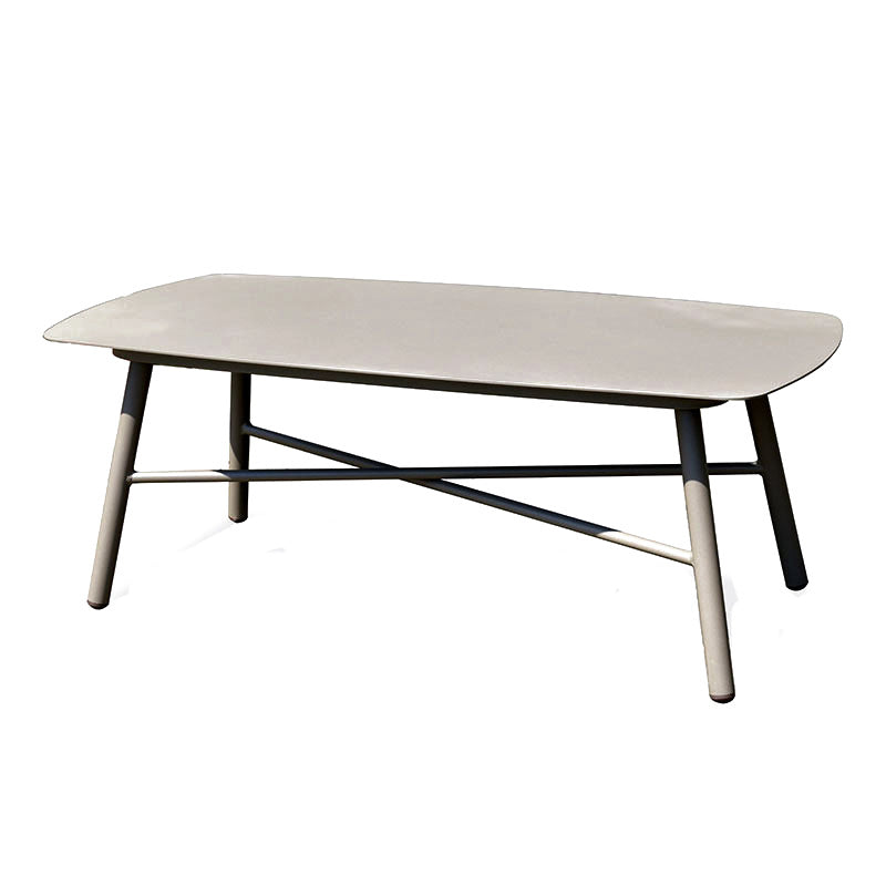 Industrial Rectangular Outdoor Coffee Table with Rounded Edges – Sturdy 4-Leg Aluminum Frame for Patio & Garden