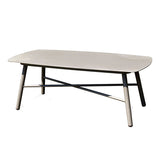 Industrial Rectangular Outdoor Coffee Table with Rounded Edges – Sturdy 4-Leg Aluminum Frame for Patio & Garden