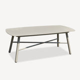 Industrial Rectangular Outdoor Coffee Table with Rounded Edges – Sturdy 4-Leg Aluminum Frame for Patio & Garden