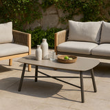 Industrial Rectangular Outdoor Coffee Table with Rounded Edges – Sturdy 4-Leg Aluminum Frame for Patio & Garden
