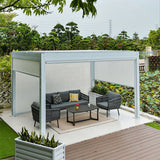 Premium Rust-Resistant Rectangular Outdoor Coffee Table with a 1-Tier Spacious Stoneware Top for Balcony & Garden