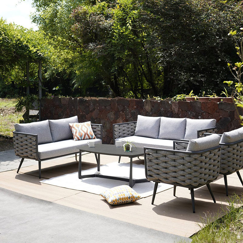 Premium Rust-Resistant Rectangular Outdoor Coffee Table with a 1-Tier Spacious Stoneware Top for Balcony & Garden