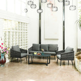 Premium Rust-Resistant Rectangular Outdoor Coffee Table with a 1-Tier Spacious Stoneware Top for Balcony & Garden