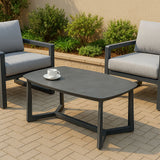 Premium Rust-Resistant Rectangular Outdoor Coffee Table with a 1-Tier Spacious Stoneware Top for Balcony & Garden