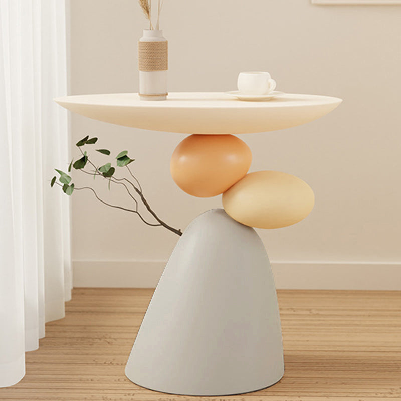 Contemporary Resin End Table with Round Elliptical Branch Slab – Modern Bedroom Accent