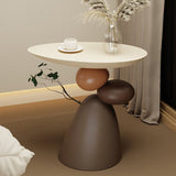 Contemporary Resin End Table with Round Elliptical Branch Slab – Modern Bedroom Accent