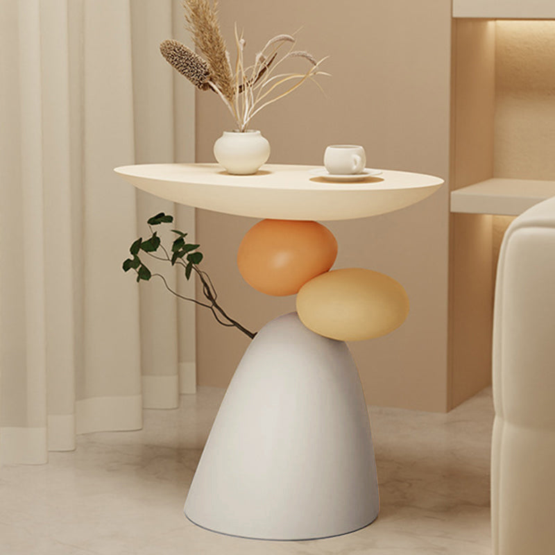 Contemporary Resin End Table with Round Elliptical Branch Slab – Modern Bedroom Accent