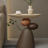 Contemporary Resin End Table with Round Elliptical Branch Slab – Modern Bedroom Accent