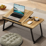 Nordic Contemporary Desk – Carbon Steel & MDF, Rectangular, Foldable, Angle-Adjustable, 2-Tray Saucer, Ideal for Study