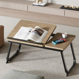 Nordic Contemporary Desk – Carbon Steel & MDF, Rectangular, Foldable, Angle-Adjustable, 2-Tray Saucer, Ideal for Study