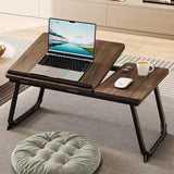 Nordic Contemporary Desk – Carbon Steel & MDF, Rectangular, Foldable, Angle-Adjustable, 2-Tray Saucer, Ideal for Study