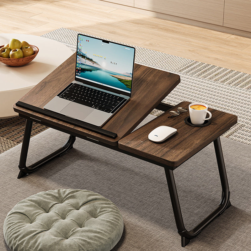Nordic Contemporary Desk – Carbon Steel & MDF, Rectangular, Foldable, Angle-Adjustable, 2-Tray Saucer, Ideal for Study