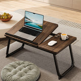 Nordic Contemporary Desk – Carbon Steel & MDF, Rectangular, Foldable, Angle-Adjustable, 2-Tray Saucer, Ideal for Study