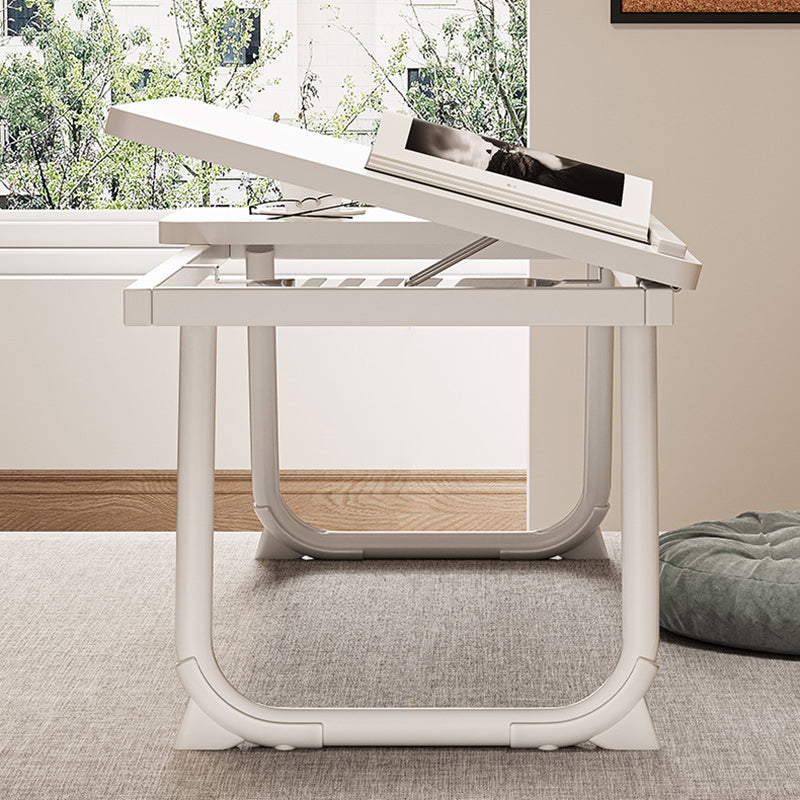 Nordic Contemporary Desk – Carbon Steel & MDF, Rectangular, Foldable, Angle-Adjustable, 2-Tray Saucer, Ideal for Study