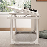Nordic Contemporary Desk – Carbon Steel & MDF, Rectangular, Foldable, Angle-Adjustable, 2-Tray Saucer, Ideal for Study