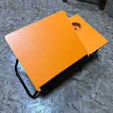 Nordic Contemporary Desk – Carbon Steel & MDF, Rectangular, Foldable, Angle-Adjustable, 2-Tray Saucer, Ideal for Study