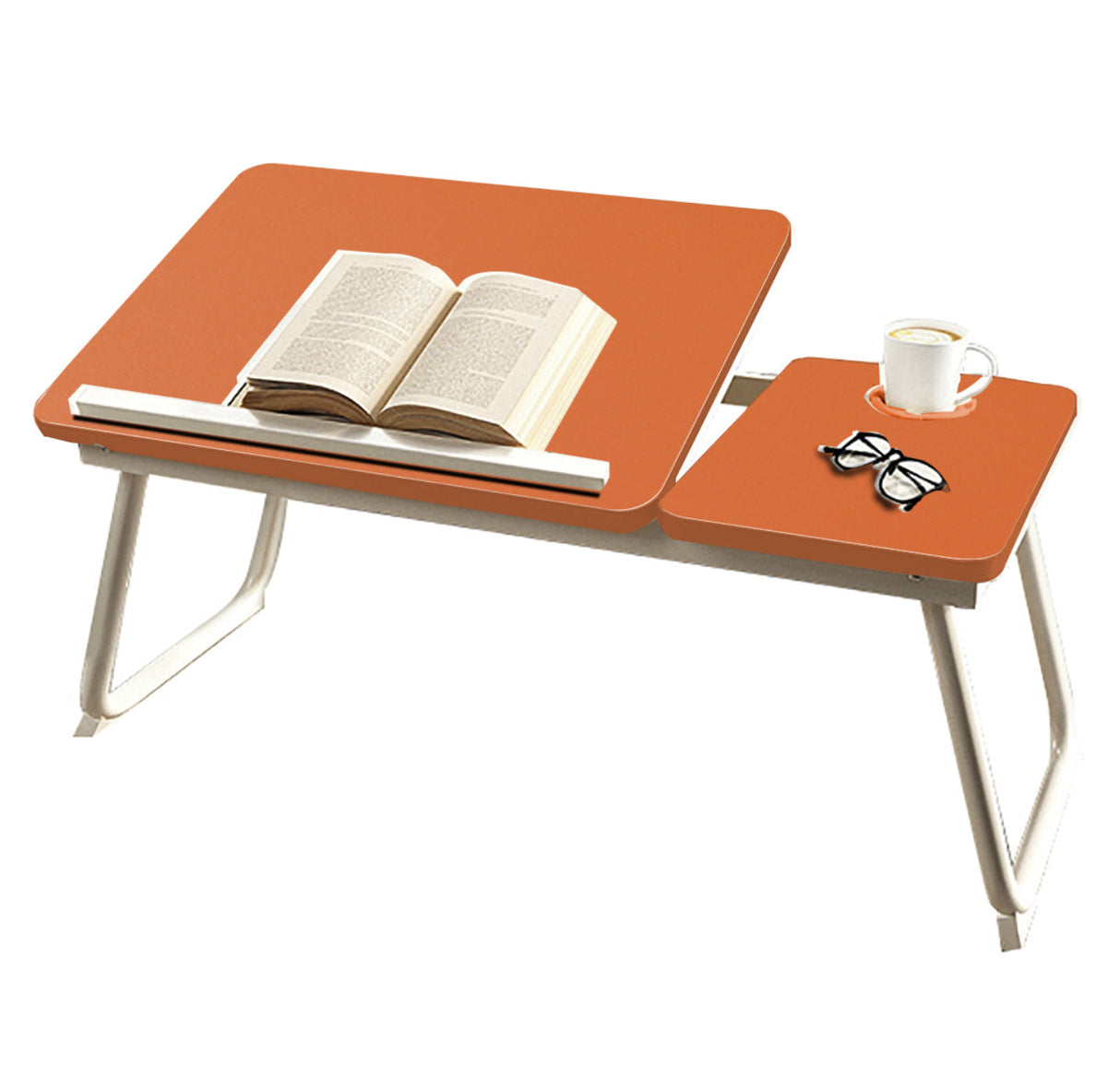 Nordic Contemporary Desk – Carbon Steel & MDF, Rectangular, Foldable, Angle-Adjustable, 2-Tray Saucer, Ideal for Study