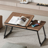 Nordic Contemporary Desk – Carbon Steel & MDF, Rectangular, Foldable, Angle-Adjustable, 2-Tray Saucer, Ideal for Study