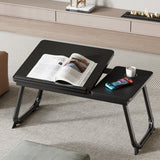 Nordic Contemporary Desk – Carbon Steel & MDF, Rectangular, Foldable, Angle-Adjustable, 2-Tray Saucer, Ideal for Study