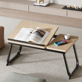 Nordic Contemporary Desk – Carbon Steel & MDF, Rectangular, Foldable, Angle-Adjustable, 2-Tray Saucer, Ideal for Study