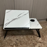 Nordic Contemporary Desk – Carbon Steel & MDF, Rectangular, Foldable, Angle-Adjustable, 2-Tray Saucer, Ideal for Study