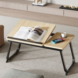 Nordic Contemporary Desk – Carbon Steel & MDF, Rectangular, Foldable, Angle-Adjustable, 2-Tray Saucer, Ideal for Study